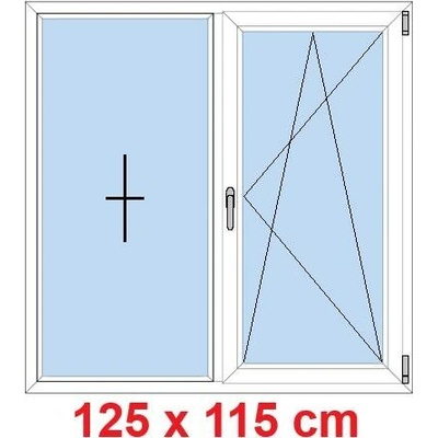 Soft Dvoukřídlé plastové okno 1250 x 1150 mm, FIX+OS, Antracit struktura/Antracit struktura