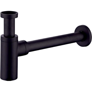 kielle - Сифон за мивка, диаметър 32 mm, кръгъл, метален, черен мат 30901044 (30901044)
