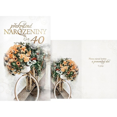 Blahopřání 40 - kolo a květiny T