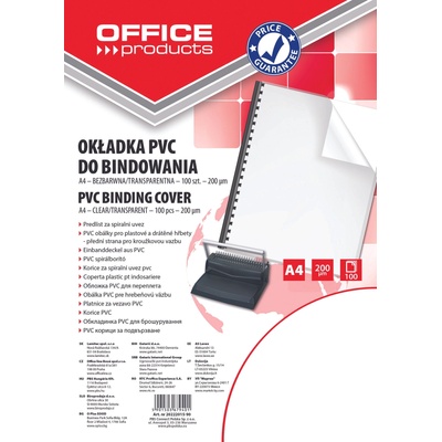 Office Products Корица за подвързване, pvc, А4 200микрона опаковка 100, прозрачна (25871-А-ПРОЗРАЧЕН)
