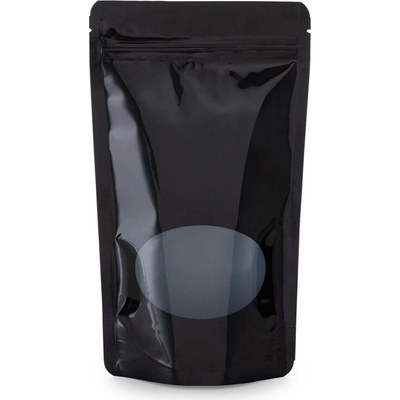 Doypack ZIP | černý s okénkem obsah 250ml (110 × 185 + 65mm)