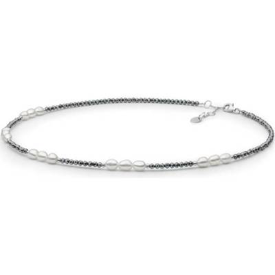 Gaura Pearls Stříbrný náhrdelník terahertz, perla, stříbro 224-95 Bílá