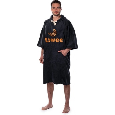Towee Surf pončo Towee antracit s oranžovou výšivkou, 80 x 115 cm