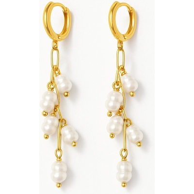 SARINES Zlaté visací náušnice s perlami na článkovém řetízku S1144