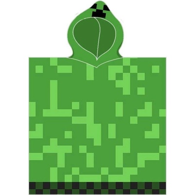 Carbotex Dětské plážové pončo osuška s kapucí Minecraft motiv Creeper 50 x 115 cm