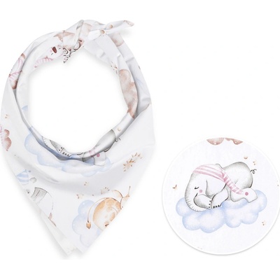 Biante Detská bavlnená šatka Sandra SA 368 Spiace zvieratká na oblohe