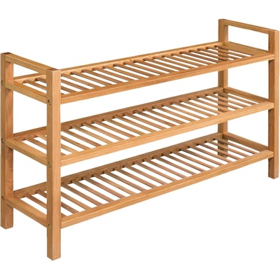 vidaXL Поставка за обувки с 3 рафта, 100x27x60 см, дъбов масив (244209)