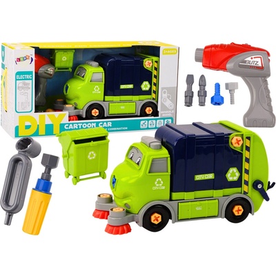 mamido Montážne smetiarske vozidlo DIY pre najmenších zelený