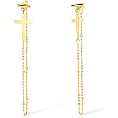 SAVICKI Обеци с кръстче и синджирче Savicki: позлатено сребро