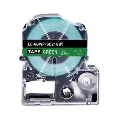 Epson LK-6GWV, SD24GW, 24mm x 9m, biela tlač / zelený podklad, kompatibilná páska