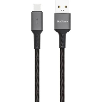 DeTech Кабел за данни DeTech DE-C39C, Type-C, 1.0m, Черен - 40202
