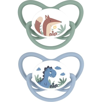 NIP Силиконови залъгалки NIP Butterfly - Динозавър и лисица, 16-32 м, 2 броя (340008213105203)