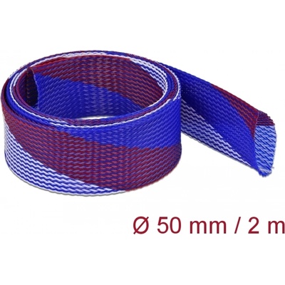 Delock Плетени кабелни чорапи, разтегливи 2 m x 50 mm синьо-червено-бяло