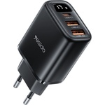 YESIDO Зарядно за стена (YC67) - Yesido - дигитален дисплей, 3в1 (2x USB, Type-C), 17W, за телефон и таблет - Черно