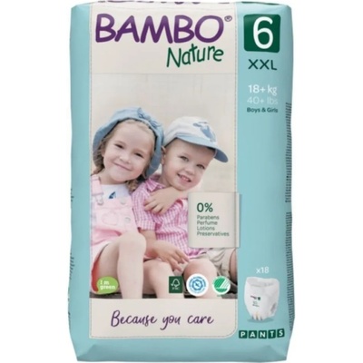 Bambo Nature Еко пелени тип гащи, Bambo Nature Pants, размер 6, XXL, 18+ кг. , 18 броя, хартиена опаковка (1000021519)