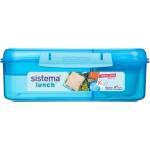 Sistema Кутия за бенто за обяд Sistema Divided Lunch с контейнер за кисело мляко и 2 тави 1.65 л, синя