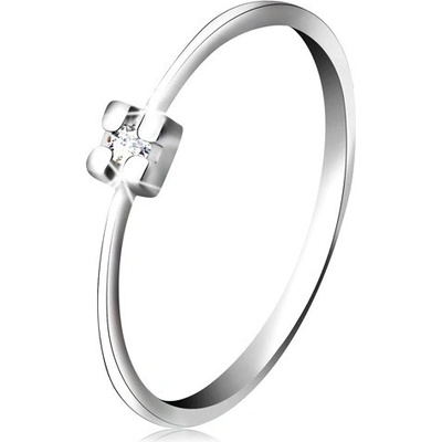 Šperky eshop prsten v bílém zlatě diamant čiré v hranatém kotlíku BT502.69