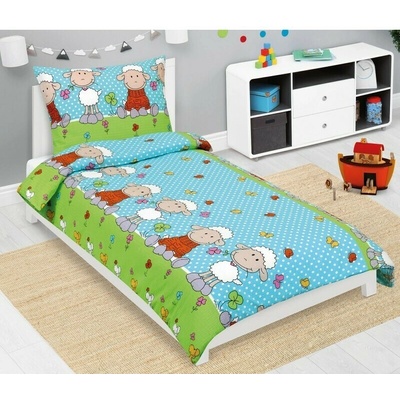 Bellatex Obliečky Junior KREP 80/050 ovečka modrá 140x200 70x90