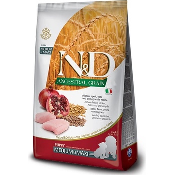N&D Ancestral Grain Adult Medium & Maxi s kuraťom & granátovým jablkom 2 x 12 kg