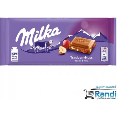 Milka Шоколад Milka стафиди и лешници 100гр