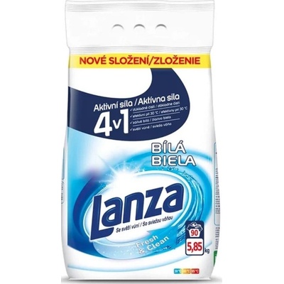 Lanza 4v1 Prací prášek na bílé prádlo Fresh & Clean 90 PD 5,85 kg