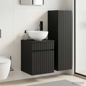 vidaXL Комплект мебели за баня 2 бр. Черно 33 x 34, 5 x 100 см (3406134)
