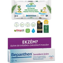 Bepanthen krém Sensiderm proti ekzému 20 g + ubrousky Happy Planet 100% BIO 60 ks dárková sada