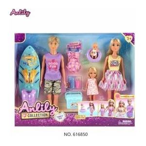 Mattel Doll Set, Family on Vacation + Accessories