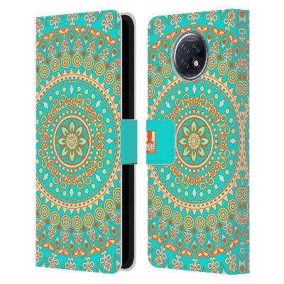 Pouzdro na mobil Xiaomi Redmi Note 9T - HEAD CASE - Mandala zelená (Otevírací obal, kryt na mobil Xiaomi Redmi Note 9T - Mandala Slunce tyrkysová)