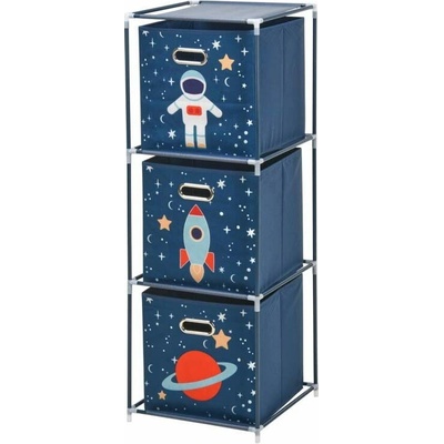 Homestyling Zásuvková skříňka dětská 3 úložné boxy modrá