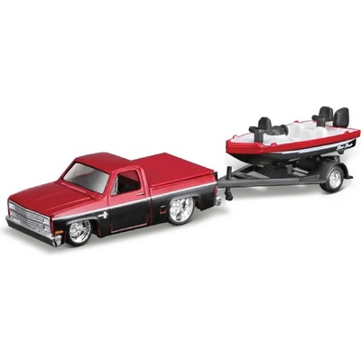 Maisto Design Tow+Go Chevy 1500 & Trailer w/ Boat 1:64