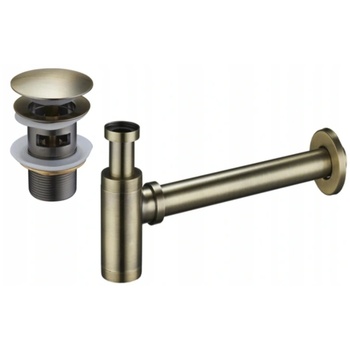 Mexen кръгъл сифон за умивалник с капачка клик-клак, с преливник, античен (7992050-40)