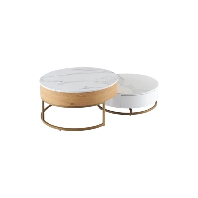 Carmen Комплект холни масички tampa 1 - бял + бук