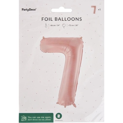 PartyDeco Balónek fóliový číslo 7 béžový 72cm