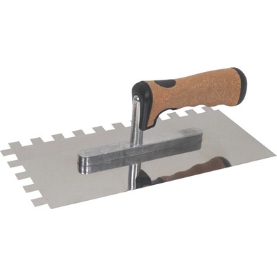 TOPTRADE hladítko nerezové, s EKO rukoväťou, zub 12 mm, 270 x 130 mm, profi