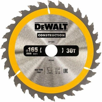 Циркулярен диск за рязане на дърво DeWALT Construction, ф165x20x2.4 mm, 30 z (DT1935-QZ)