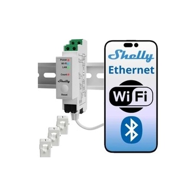 Elektromer 3F na DIN lištu SHELLY PRO 3EM 120A Wi-Fi