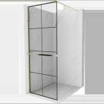 Mexen Kioto+ душ параван с рафт Walk-in 70 x 200 см, черна решетка, златна - 800-070-121-50-77 (800-070-121-50-77)