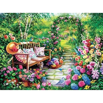Диамантен Гоблен "Уютна Градина" - 40 x 50 см, Квадратни мъниста