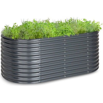 Blumfeldt High Grow vyvýšený záhon 200 x 80 x 100 cm ocelový vlnitý plech, Černá