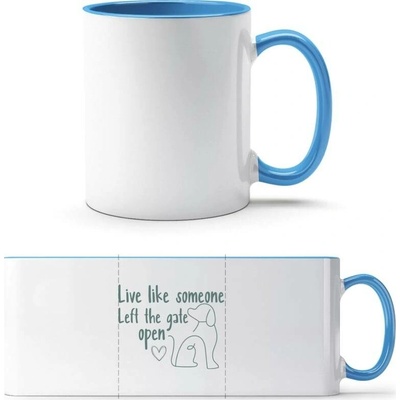 PrintEQ TTH Dvoubarevný Hrnek Design s motivem psa Bílá Světlemodrá Standard Dárky 250 ml