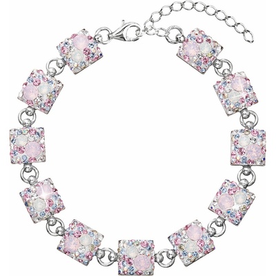 PAVONA Strieborný náramok so Swarovski krištáľmi ružový 33047.3
