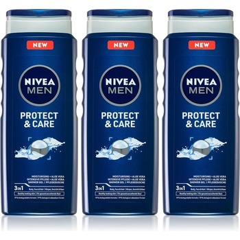 Nivea Men Protect & Care sprchový gél 3 x 500 ml darčeková sada