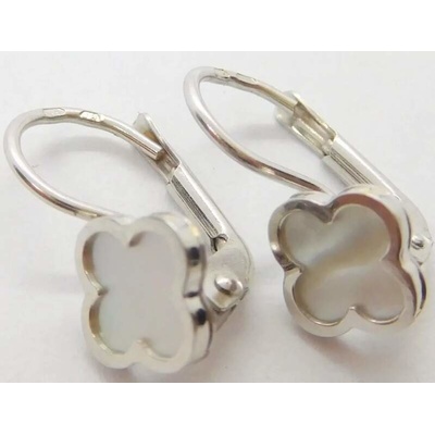 Klenoty Budín dámské zlaté náušnice v bílém zlatě s perletí HK2275