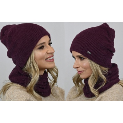 Fashionweek alpakový zimní set čepice komin ZIZI-AL2 švestková