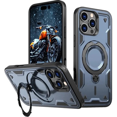 HQWear Hybrid Armor Trendy Case с MagSafe за iPhone 16 Pro - син (Hybrid Armor Trendy color matching MagSafe iPhone 16 Pro navy blue)