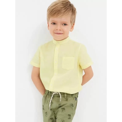 MAYORAL Ленена риза с къс ръкав за момче Майорал в бледо жълто