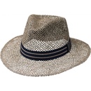Fiebig since 1903 Slaměný klobouk z mořské trávy s dvoubarevnou modrou stuhou Fedora