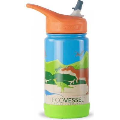 Eco Vessel Frost Dětská Termo láhev s brčkem Dinosaur 355 ml