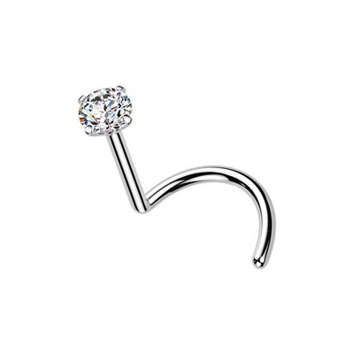 Šperky4U Luxusní piercing do nosu Moissanit 0.11ct (3mm), TITAN - TM008-030